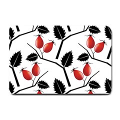 Rose Hip Pattern Branches Autumn Small Doormat  by Pakrebo