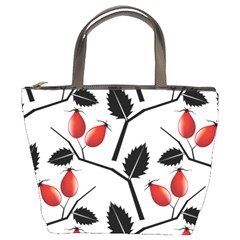 Rose Hip Pattern Branches Autumn Bucket Bag by Pakrebo