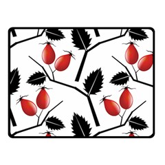 Rose Hip Pattern Branches Autumn Fleece Blanket (small) by Pakrebo