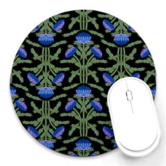 Pattern Thistle Structure Texture Round Mousepads by Pakrebo