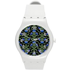 Pattern Thistle Structure Texture Round Plastic Sport Watch (m) by Pakrebo