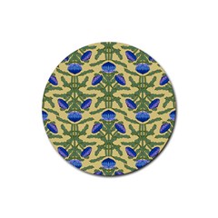 Pattern Thistle Structure Texture Rubber Round Coaster (4 Pack)  by Pakrebo