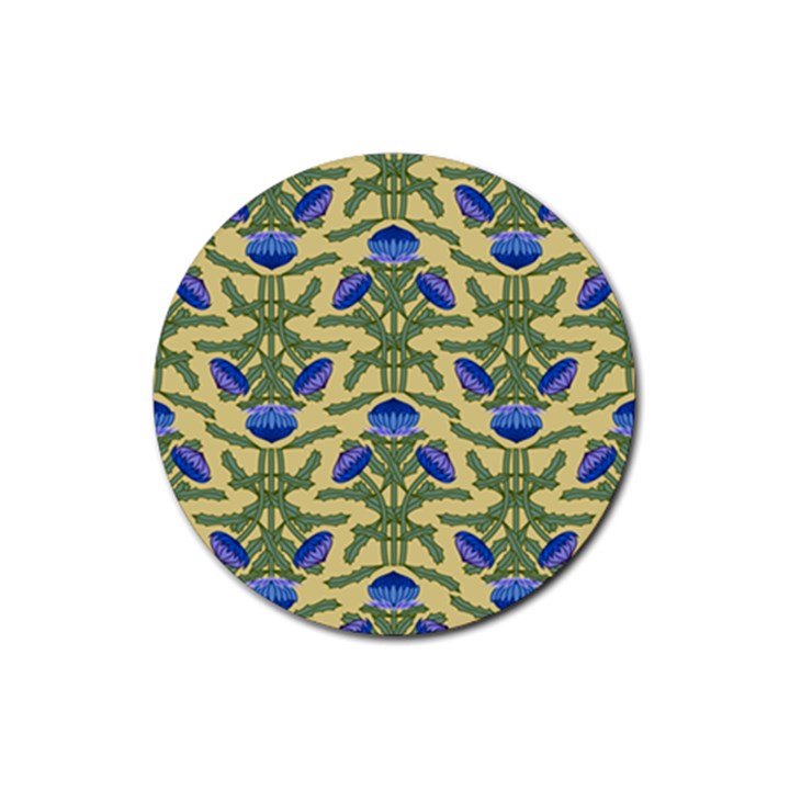 Pattern Thistle Structure Texture Rubber Round Coaster (4 pack) 