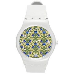 Pattern Thistle Structure Texture Round Plastic Sport Watch (m) by Pakrebo