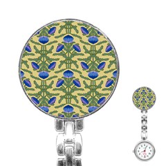 Pattern Thistle Structure Texture Stainless Steel Nurses Watch by Pakrebo