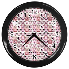 Graphic Seamless Pattern Pig Wall Clock (black) by Pakrebo