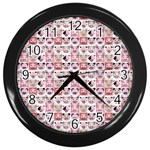 Graphic Seamless Pattern Pig Wall Clock (Black) Front