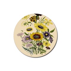 Botanical Print Antique Flora Rubber Round Coaster (4 Pack)  by Pakrebo