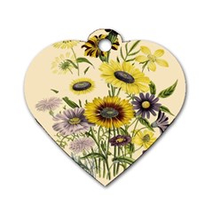 Botanical Print Antique Flora Dog Tag Heart (two Sides) by Pakrebo