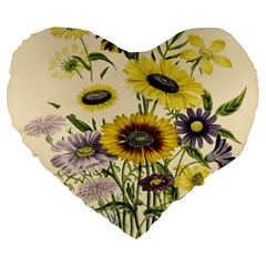 Botanical Print Antique Flora Large 19  Premium Heart Shape Cushions