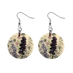 Botanical Print Antique Floral Mini Button Earrings by Pakrebo