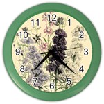 Botanical Print Antique Floral Color Wall Clock Front