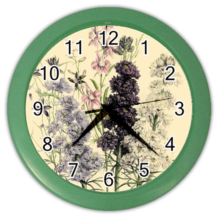 Botanical Print Antique Floral Color Wall Clock