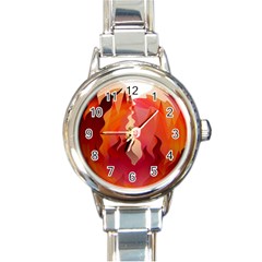 Fire Abstract Cartoon Red Hot Round Italian Charm Watch by Pakrebo