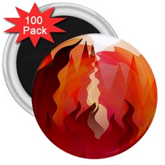 Fire Abstract Cartoon Red Hot 3  Magnets (100 Pack) by Pakrebo