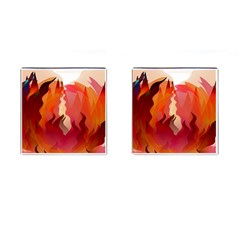 Fire Abstract Cartoon Red Hot Cufflinks (square) by Pakrebo