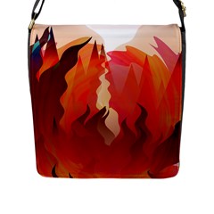 Fire Abstract Cartoon Red Hot Flap Closure Messenger Bag (l) by Pakrebo