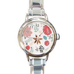 Nature Shape Leaves Flowers Art Round Italian Charm Watch by Pakrebo