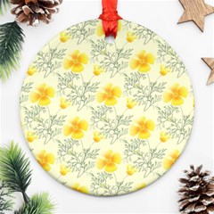 Floral Background Scrapbooking Yellow Ornament (round) by Pakrebo