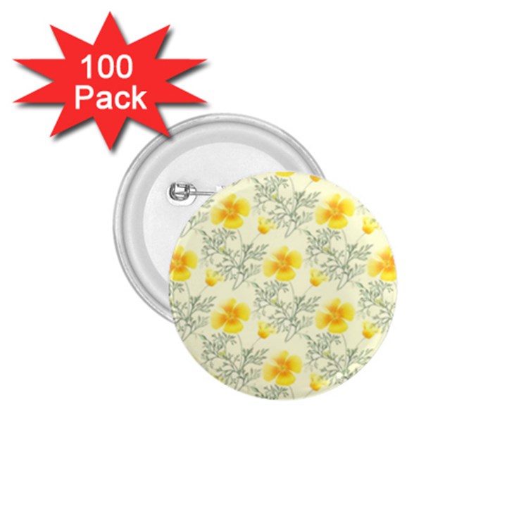 Floral Background Scrapbooking Yellow 1.75  Buttons (100 pack) 