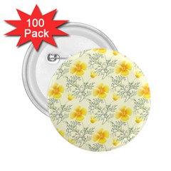 Floral Background Scrapbooking Yellow 2 25  Buttons (100 Pack)  by Pakrebo