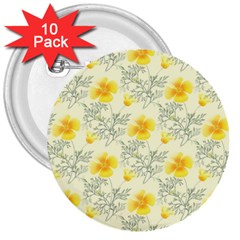 Floral Background Scrapbooking Yellow 3  Buttons (10 Pack)  by Pakrebo