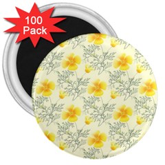 Floral Background Scrapbooking Yellow 3  Magnets (100 Pack) by Pakrebo