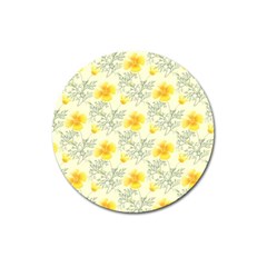 Floral Background Scrapbooking Yellow Magnet 3  (round) by Pakrebo