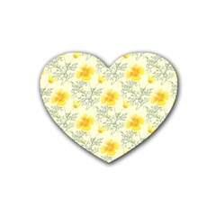 Floral Background Scrapbooking Yellow Heart Coaster (4 Pack)  by Pakrebo