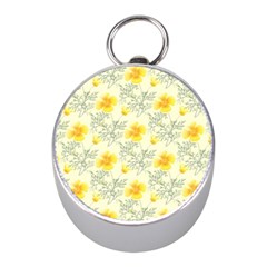 Floral Background Scrapbooking Yellow Mini Silver Compasses by Pakrebo