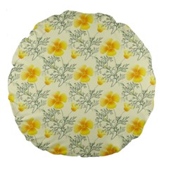 Floral Background Scrapbooking Yellow Large 18  Premium Flano Round Cushions by Pakrebo