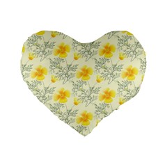 Floral Background Scrapbooking Yellow Standard 16  Premium Flano Heart Shape Cushions by Pakrebo