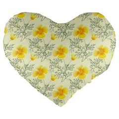 Floral Background Scrapbooking Yellow Large 19  Premium Flano Heart Shape Cushions by Pakrebo