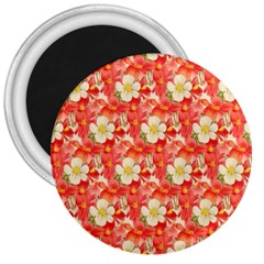 Background Images Floral Pattern Red White 3  Magnets by Pakrebo