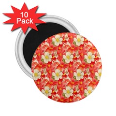 Background Images Floral Pattern Red White 2 25  Magnets (10 Pack)  by Pakrebo