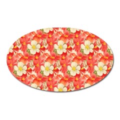 Background Images Floral Pattern Red White Oval Magnet by Pakrebo