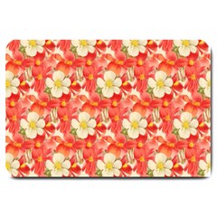 Background Images Floral Pattern Red White Large Doormat  by Pakrebo