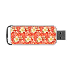 Background Images Floral Pattern Red White Portable Usb Flash (two Sides) by Pakrebo