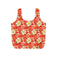 Background Images Floral Pattern Red White Full Print Recycle Bag (s) by Pakrebo