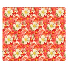 Background Images Floral Pattern Red White Double Sided Flano Blanket (small)  by Pakrebo