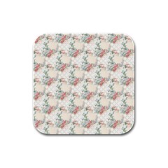 Floral Pattern Scrapbook Decorative Rubber Square Coaster (4 Pack)  by Pakrebo