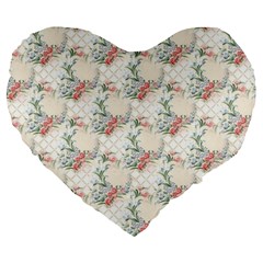 Floral Pattern Scrapbook Decorative Large 19  Premium Heart Shape Cushions