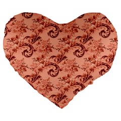 Vintage Seamless Decorative Large 19  Premium Heart Shape Cushions