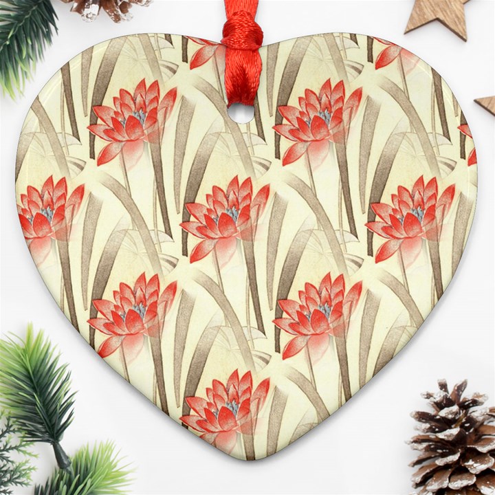 Flower Flora Leaf Wallpaper Ornament (Heart)