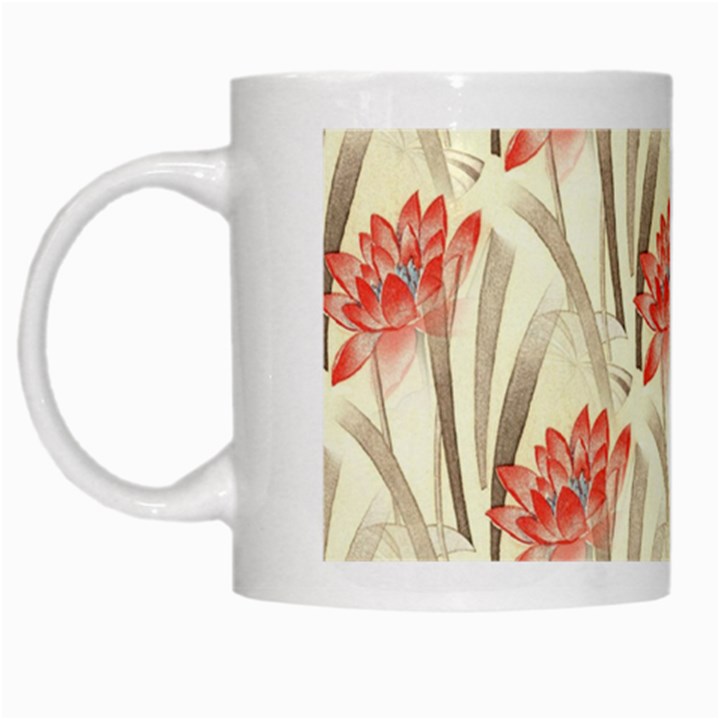 Flower Flora Leaf Wallpaper White Mugs