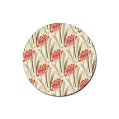 Flower Flora Leaf Wallpaper Rubber Round Coaster (4 Pack)  by Pakrebo