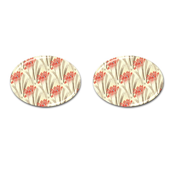 Flower Flora Leaf Wallpaper Cufflinks (Oval)