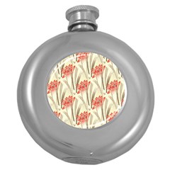 Flower Flora Leaf Wallpaper Round Hip Flask (5 oz)