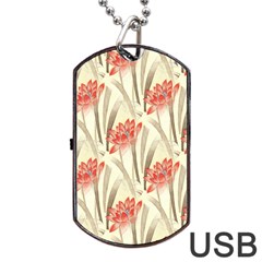 Flower Flora Leaf Wallpaper Dog Tag USB Flash (Two Sides)