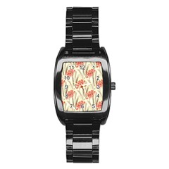 Flower Flora Leaf Wallpaper Stainless Steel Barrel Watch